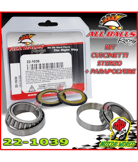 22-1039 KIT CUSCINETTI DI STERZO ALL BALLS KAWASAKI ER-6N 650 2009 2010 2011