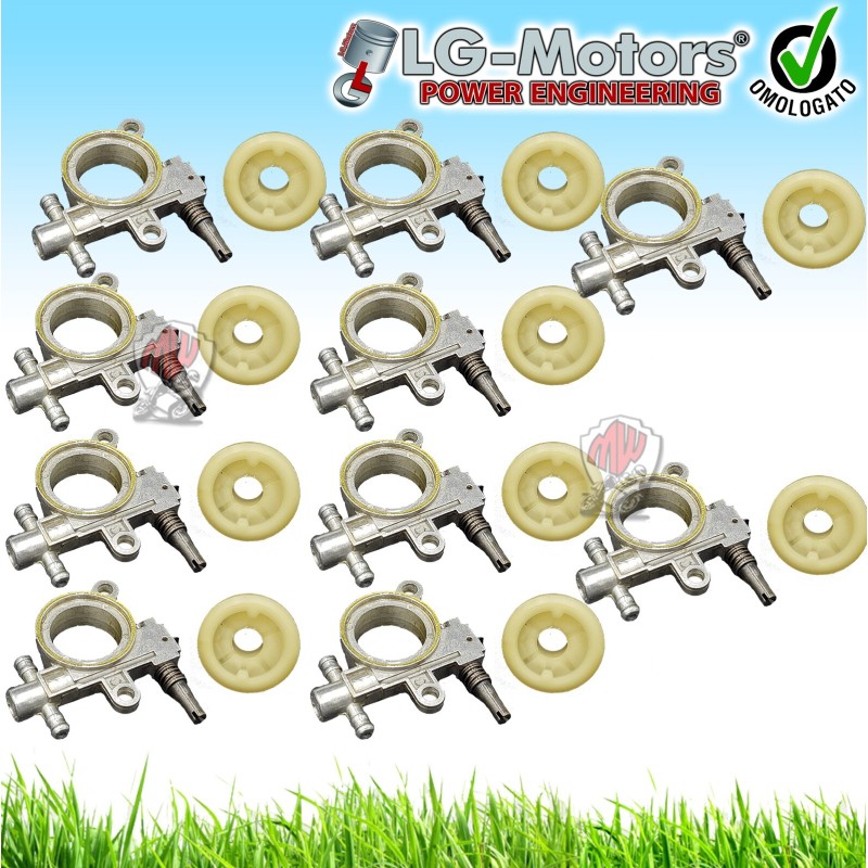 10 X POMPA OLIO CATENA + VITE SENZA FINE MOTOSEGA ALPINA A305 CJ300 CASTOR 25CC