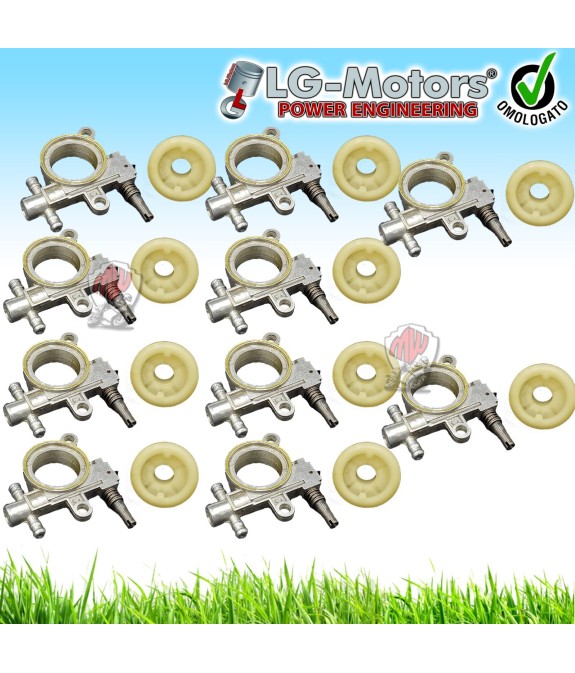 10 X POMPA OLIO CATENA + VITE SENZA FINE MOTOSEGA ALPINA A305 CJ300 CASTOR 25CC