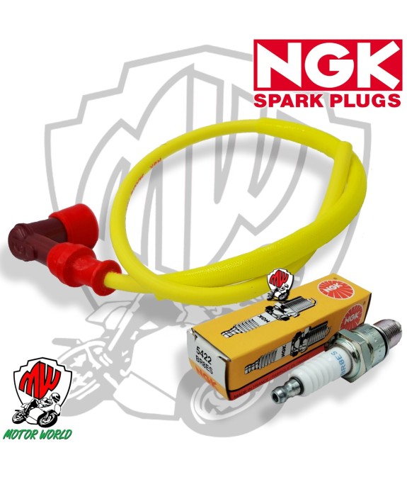 CAVO CANDELA SILICONE GIALLO RACING + CANDELA BR8ES NGK VESPA MOTO SCOOTER