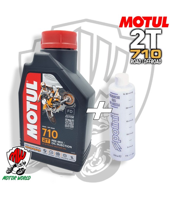 KIT 1 LITRO OLIO PER MISCELA MOTUL 710 2T 100% SINTETICO + MISURINO POLINI