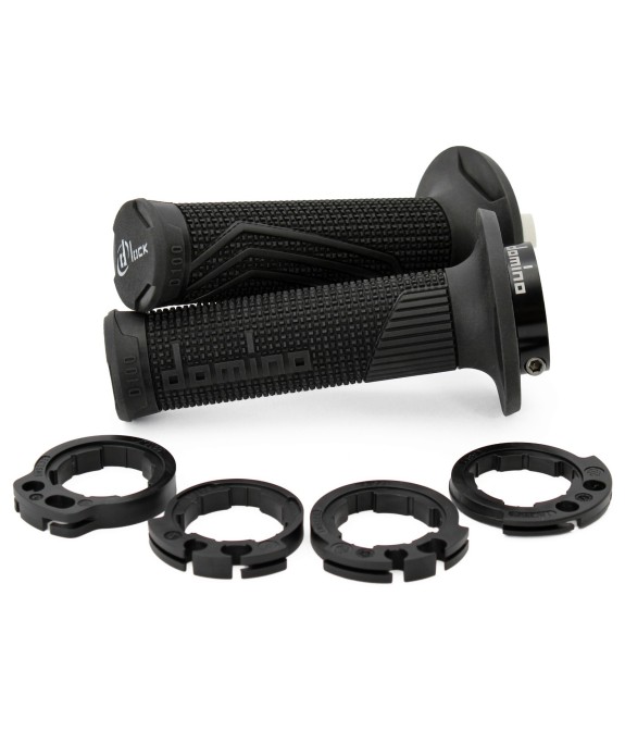 COPPIA MANOPOLE DOMINO D-LOCK NERO LOCK ON KAWASAKI KLX 150/250/300 4T 2016-2021
