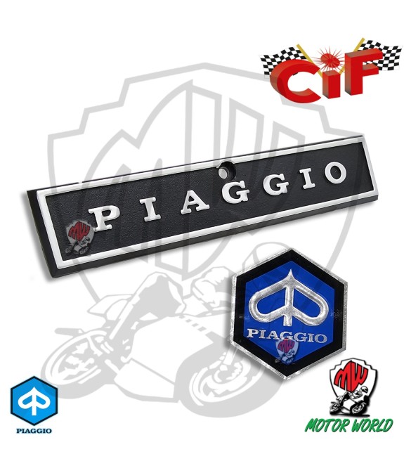 CIF TARGHETTA + SCUDETTO FREGIO STEMMA NASELLO PIAGGIO VESPA PX 125 1° SERIE