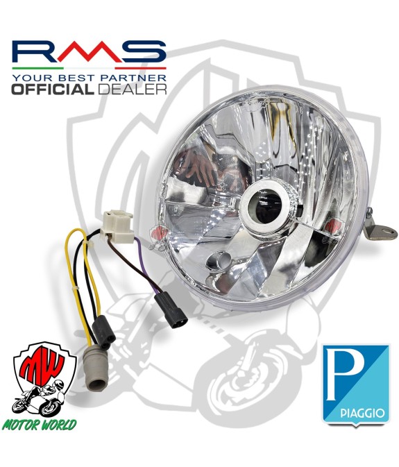 FARO FANALE ANTERIORE IN PLASTICA ORIGINALE ALOGENO VESPA 125 150 200 PX A DISCO