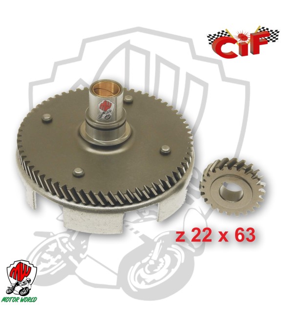 RAPPORTI CAMPANA FRIZIONE 22-63 DENTI ELICOIDALI PIAGGIO APE MIX RST TMP WEB 50