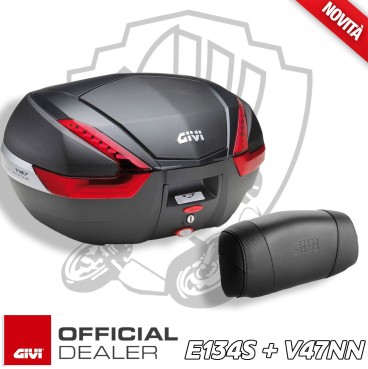 VALIGIA BAULETTO GIVI 47 LITRI CARBON LOOK PER 2 CASCHI MODULARI + SCHIENALINO