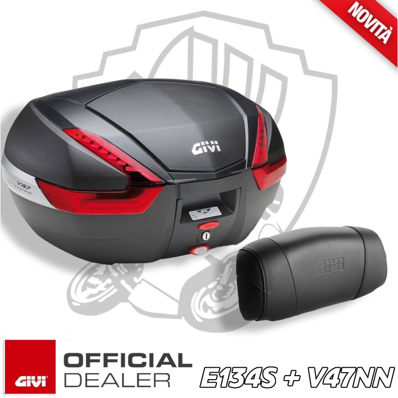 VALIGIA BAULETTO GIVI 47 LITRI CARBON LOOK PER 2 CASCHI MODULARI + SCHIENALINO