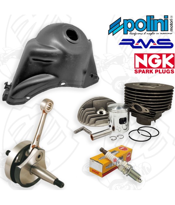 KIT COMPLETO MODIFICA MOTORE CILINDRO POLINI 130 ALBERO CONO 20 E CANDELA APE 50