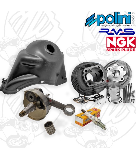 KIT COMPLETO MODIFICA MOTORE CILINDRO POLINI 130 ALBERO CONO 20 PIAGGIO APE 50
