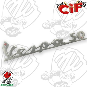 TARGHETTA VESPA 50 TRAFORATA PER SCUDO ANTERIORE LUNGHEZZA mm 135