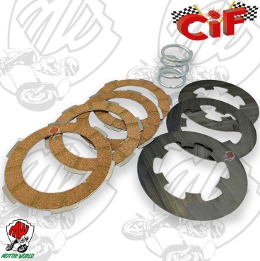 KIT DISCHI FRIZIONE 4 DISCHI SUGHERO + 3 ACCIAIO + 1 MOLLA PER VESPA 50 125