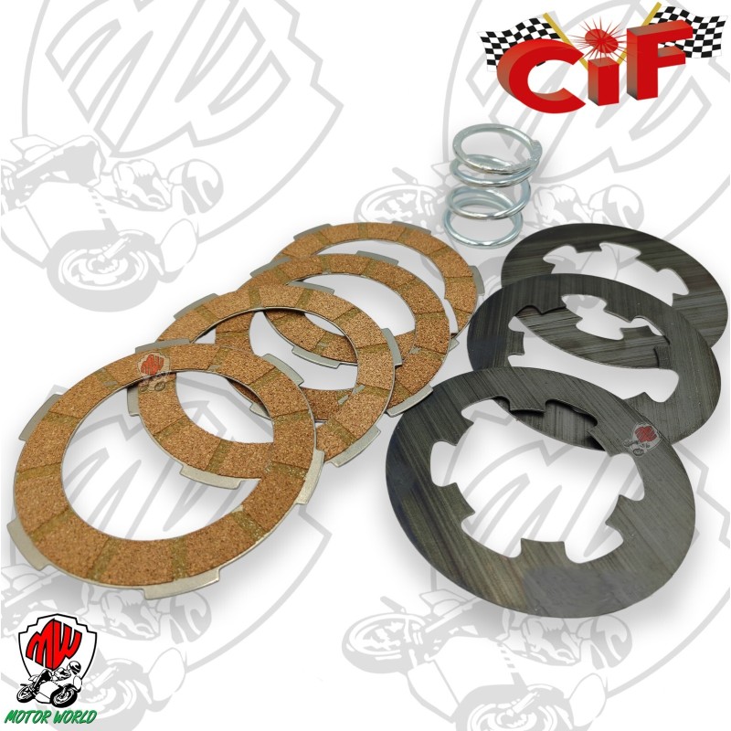 KIT DISCHI FRIZIONE 4 DISCHI SUGHERO + 3 ACCIAIO + 1 MOLLA PER VESPA 50 125