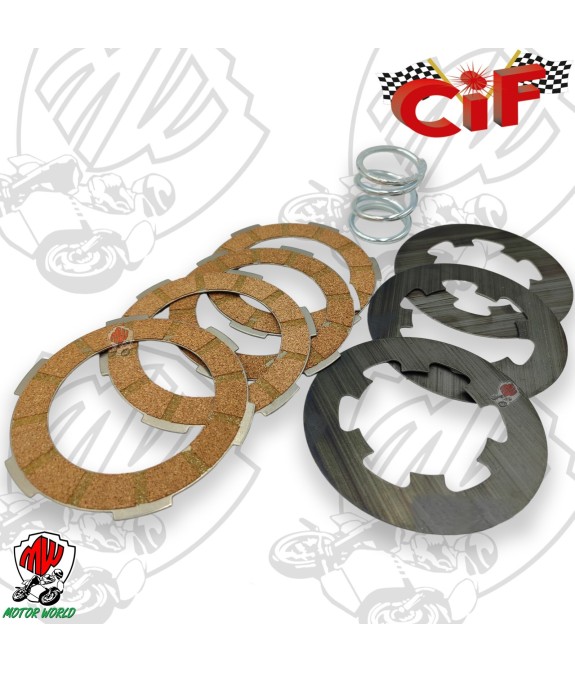 KIT DISCHI FRIZIONE 4 DISCHI SUGHERO + 3 ACCIAIO + 1 MOLLA PER VESPA 50 125