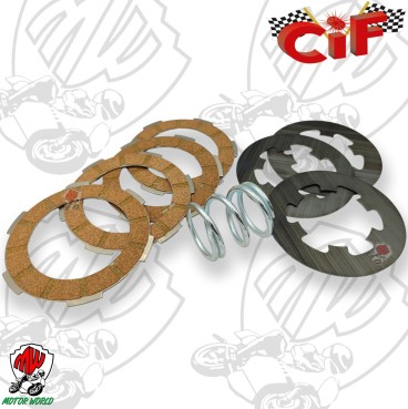 KIT DISCHI FRIZIONE 4 DISCHI SUGHERO + 3 ACCIAIO + 1 MOLLA PER VESPA 50 125