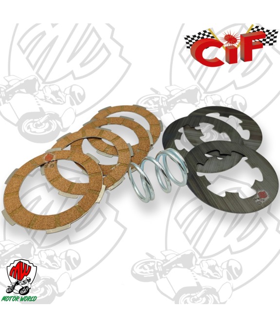 KIT DISCHI FRIZIONE 4 DISCHI SUGHERO + 3 ACCIAIO + 1 MOLLA PER VESPA 50 125