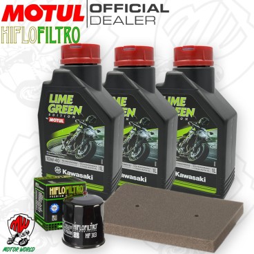 Kit tagliando Motul LIME GREEN 10W40 + Filtri KAWASAKI Ninja SE 300 2016