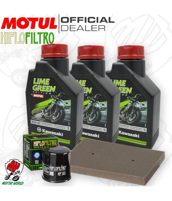 Kit tagliando Motul LIME GREEN 10W40 + Filtri KAWASAKI Ninja SE 300 2016