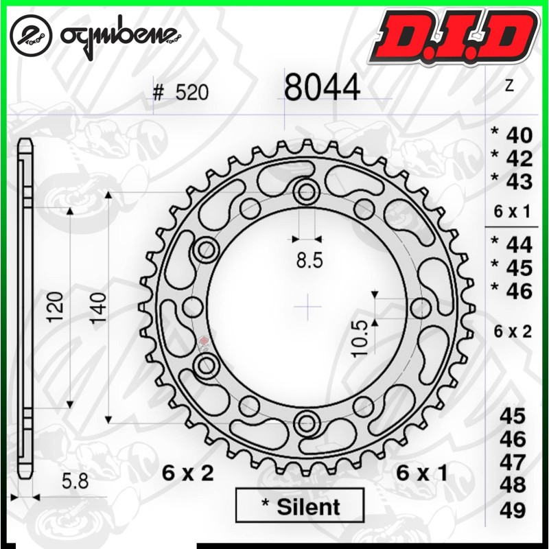 368044348 CORONA TRASMISSIONE 48 PASSO 520 SUZUKI GSX-R 600 1998