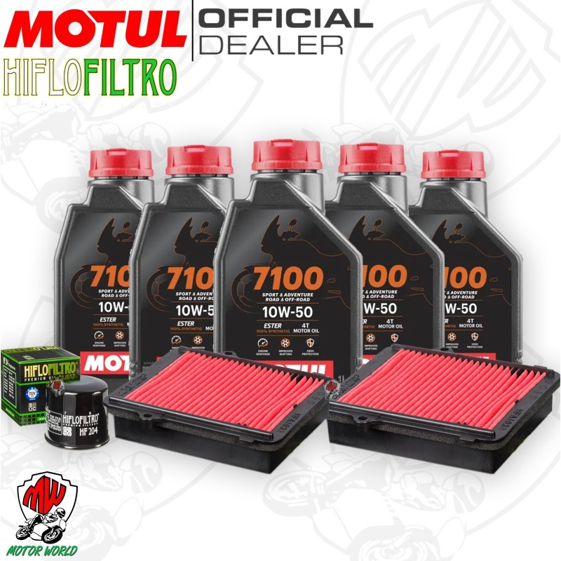Kit tagliando Olio Motul 7100 10W50 + Filtri HONDA CRF 1000 LD 2016 Africa Twin