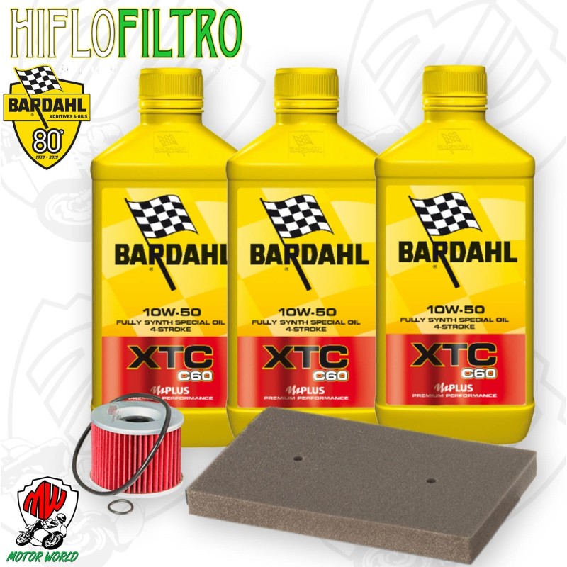 Kit tagliando Olio BARDAHL XTC 10W50 + Filtri KAWASAKI Ninja 250 R 2008