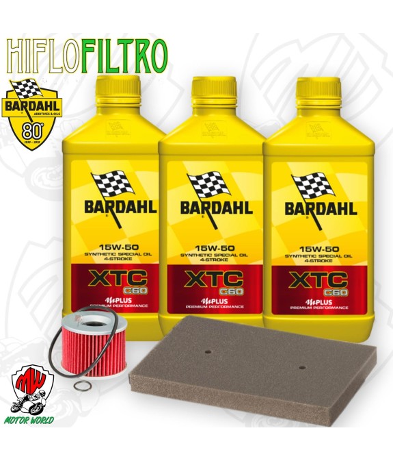 Kit tagliando Olio BARDAHL XTC 15W50 + Filtri KAWASAKI Ninja 250 R 2008