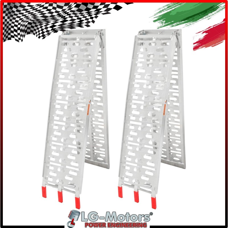 Coppia 2 pezzi rampa pedana di carico ripiegabile per moto in alluminio 340 kg
