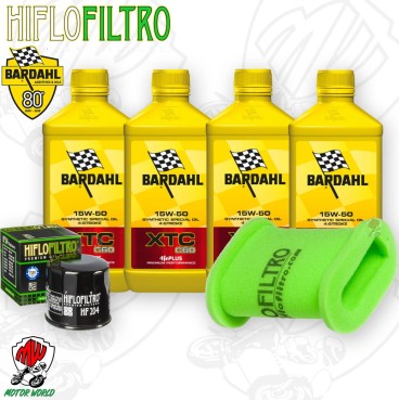 Kit tagliando Olio BARDAHL XTC 15W50 + Filtri KAWASAKI KLE 500 2003 2004 2005