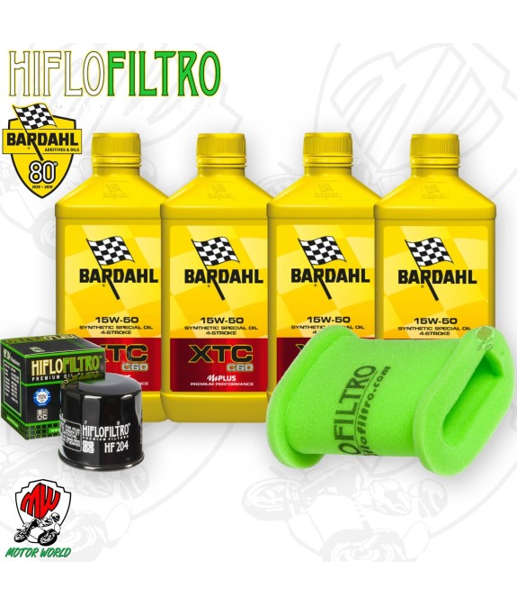 Kit tagliando Olio BARDAHL XTC 15W50 + Filtri KAWASAKI KLE 500 2003 2004 2005