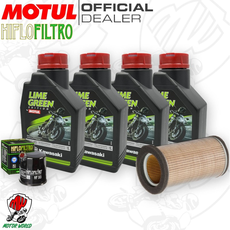 Kit tagliando Motul LIME GREEN 10W40 + Filtri Kawasaki ER 500 1996