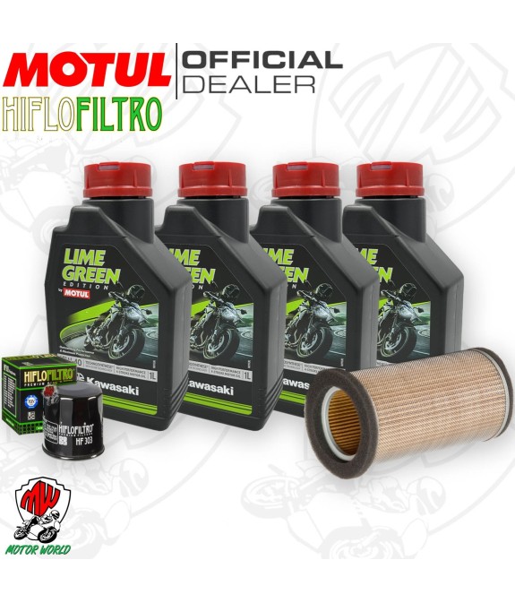 Kit tagliando Motul LIME GREEN 10W40 + Filtri Kawasaki ER 500 1996