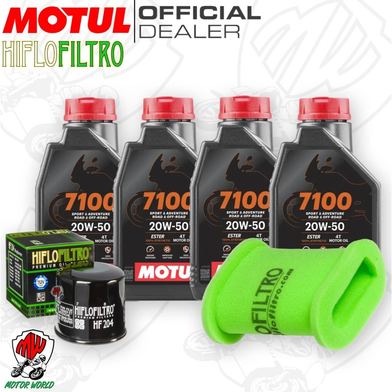 Kit tagliando Olio Motul 7100 20W50 + Filtri KAWASAKI KLE 500 2003 2004 2005