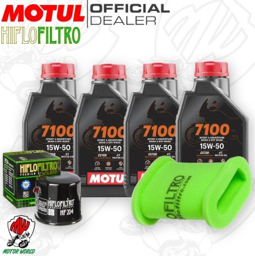 Kit tagliando Olio Motul 7100 15W50 + Filtri KAWASAKI KLE 500 2003 2004 2005