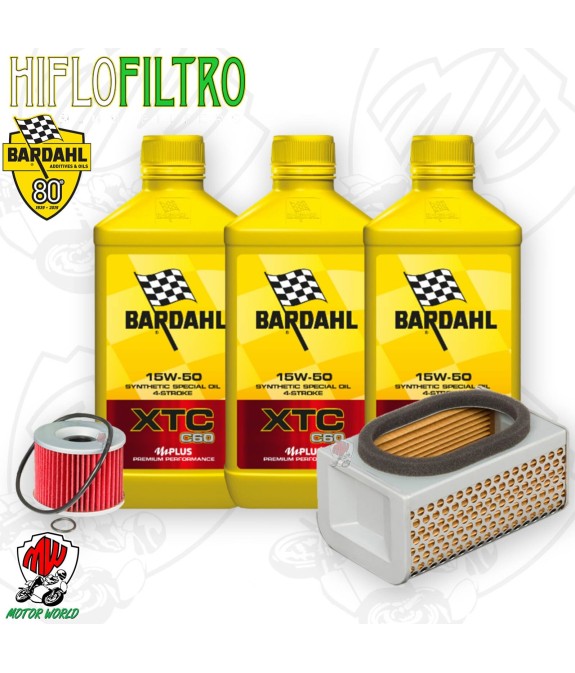 Kit tagliando Olio BARDAHL XTC 15W50 + Filtri Kawasaki ER 500 1996