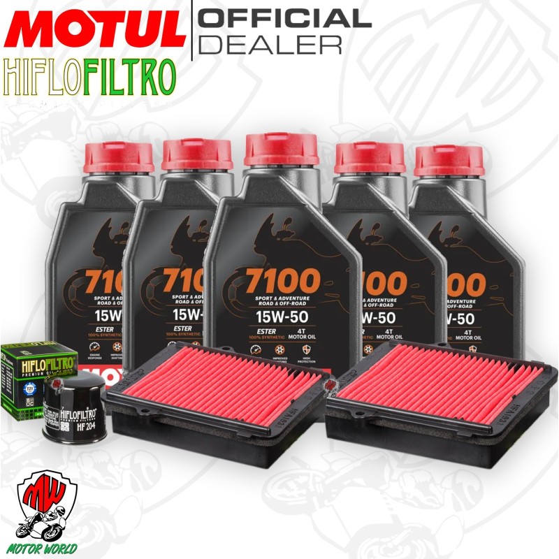 Kit tagliando Olio Motul 7100 15W50 + Filtri HONDA CRF 1000 LD 2017 Africa Twin