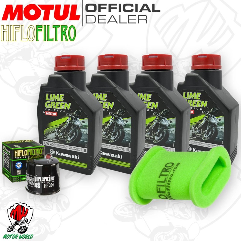 Kit tagliando Motul LIME GREEN 10W40 + Filtri KAWASAKI KLE 500 2003 2004 2005
