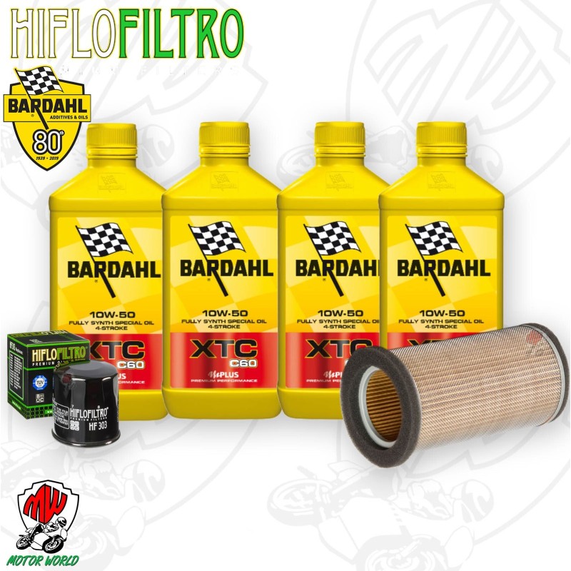 Kit tagliando Olio BARDAHL XTC 10W50 + Filtri Kawasaki ER 500 1996