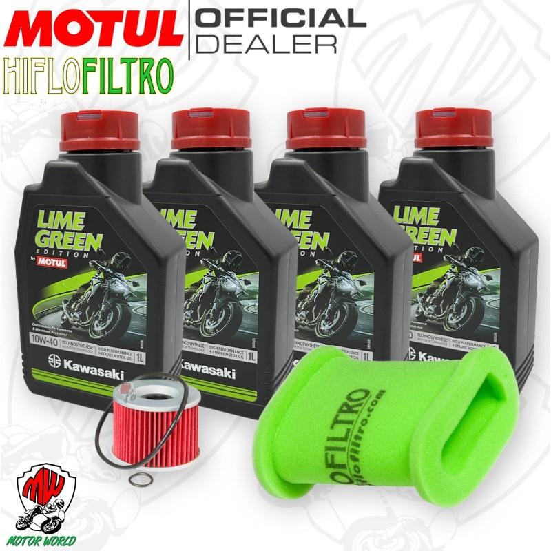 Kit tagliando Motul LIME GREEN 10W40 + Filtri KAWASAKI EL 250 2003