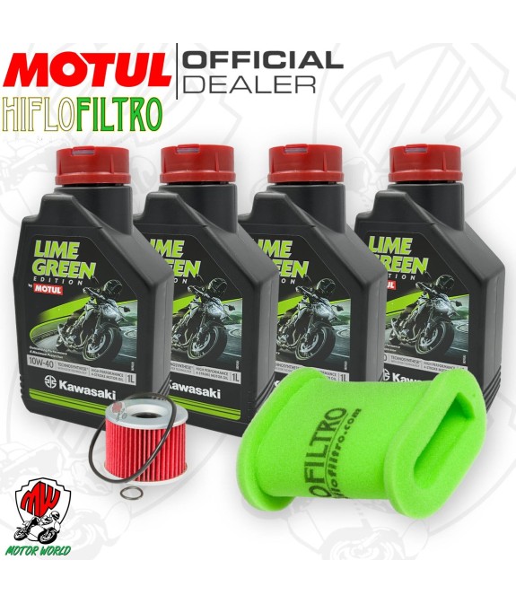 Kit tagliando Motul LIME GREEN 10W40 + Filtri KAWASAKI EL 250 2003