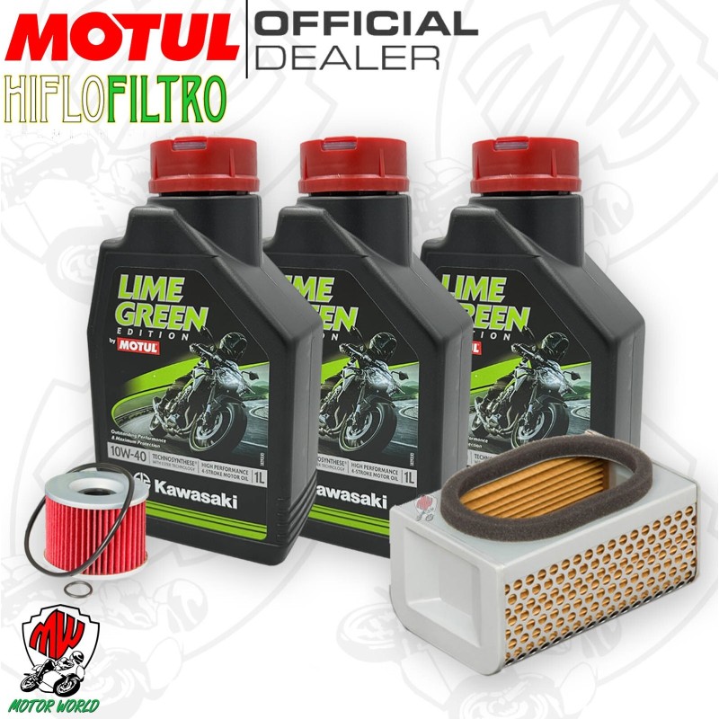 Kit tagliando Motul LIME GREEN 10W40 + Filtri Kawasaki ER 500 1996