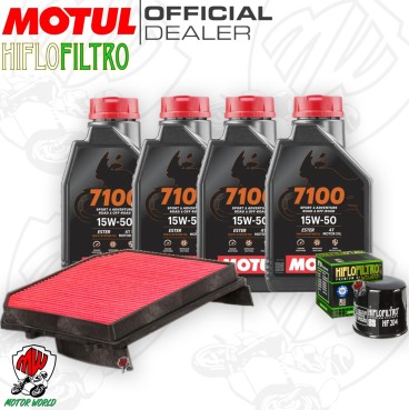 Kit tagliando Olio Motul 7100 15W50 + Filtri HONDA XL 1000 V ABS 2004 Varadero