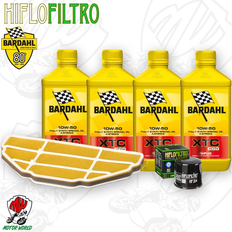Kit tagliando Olio BARDAHL XTC 10W50 + Filtri KAWASAKI Ninja ZZR 600 2005