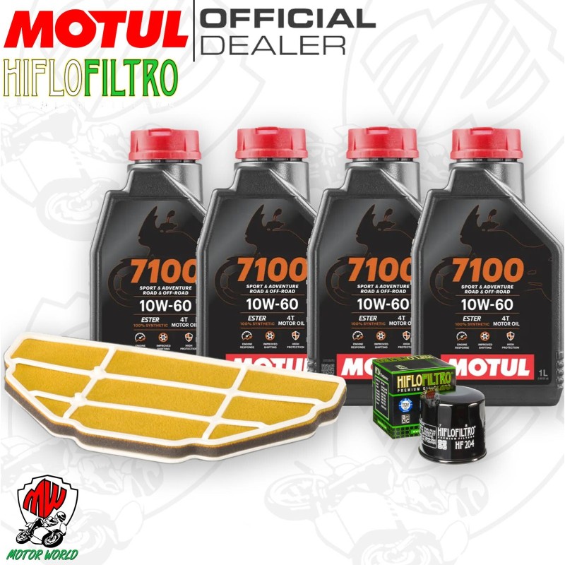 Kit tagliando Olio Motul 7100 10W60 + Filtri KAWASAKI Ninja ZZR 600 2005