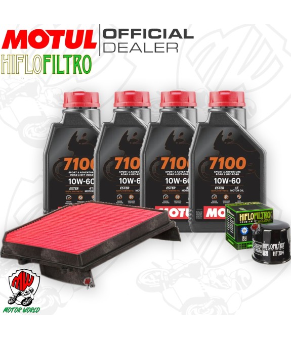 Kit tagliando Olio Motul 7100 10W60 + Filtri HONDA XL 1000 V ABS 2004 Varadero