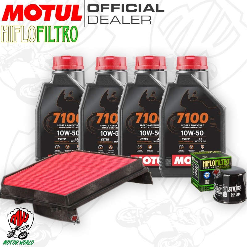 Kit tagliando Olio Motul 7100 10W50 + Filtri HONDA XL 1000 V ABS 2004 Varadero