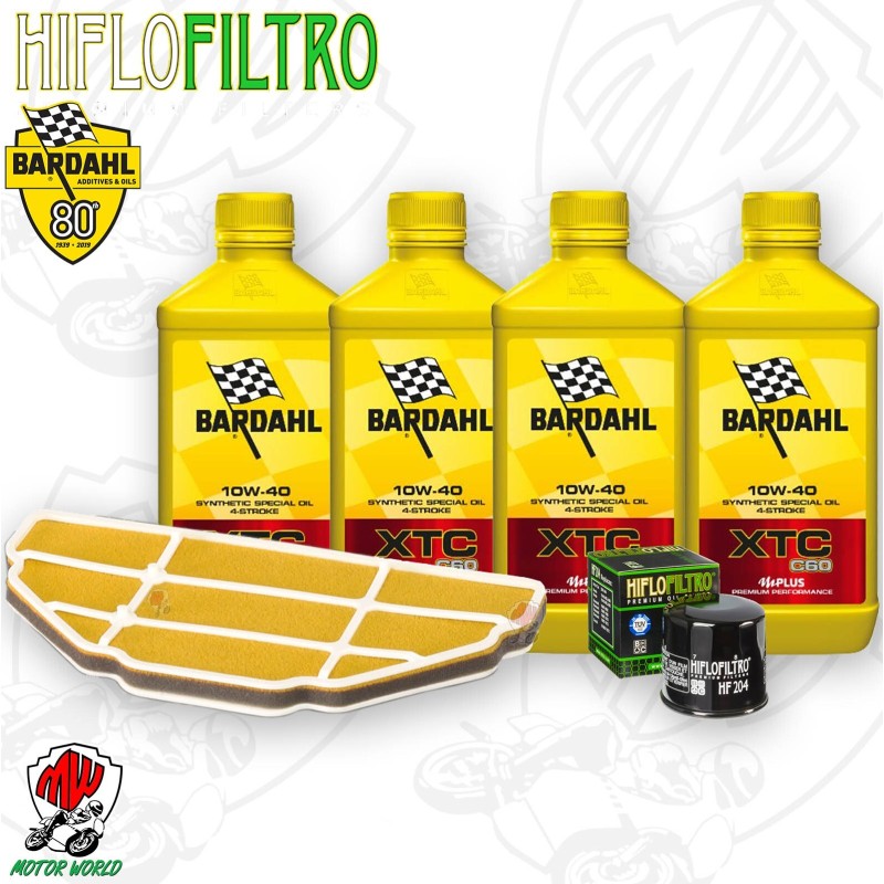 Kit tagliando Olio BARDAHL XTC 10W40 + Filtri KAWASAKI Ninja ZZR 600 2005