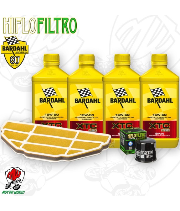 Kit tagliando Olio BARDAHL XTC 15W50 + Filtri KAWASAKI Ninja ZZR 600 2005
