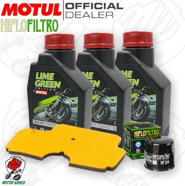 Kit tagliando Motul LIME GREEN 10W40 + Filtri KAWASAKI ER-6F 650 ABS 2006