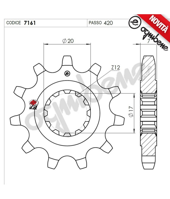 PIGNONE TRASMISSIONE 15 DENTI PASSO 420 MINARELLI AM6 BETA FANTIC HM VENT RIEJU