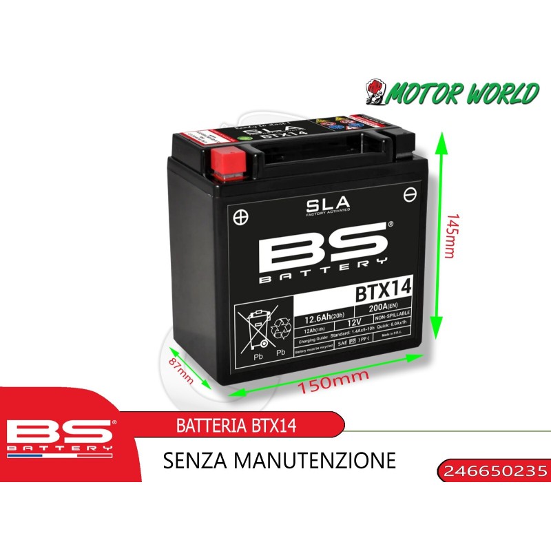 BATTERIA BS BTX14 BMW NINET ABS 1200 2015