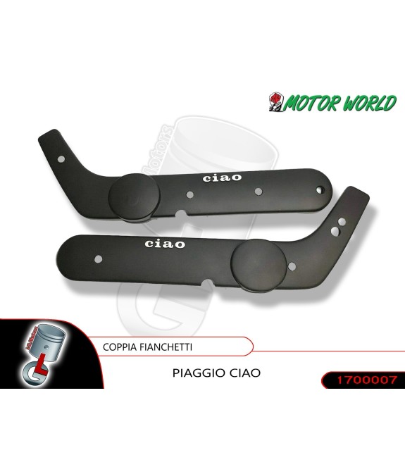 COPPIA FIANCATINE LATERALI BANDINE NERO PER PIAGGIO CIAO 50 SENZA VARIATORE